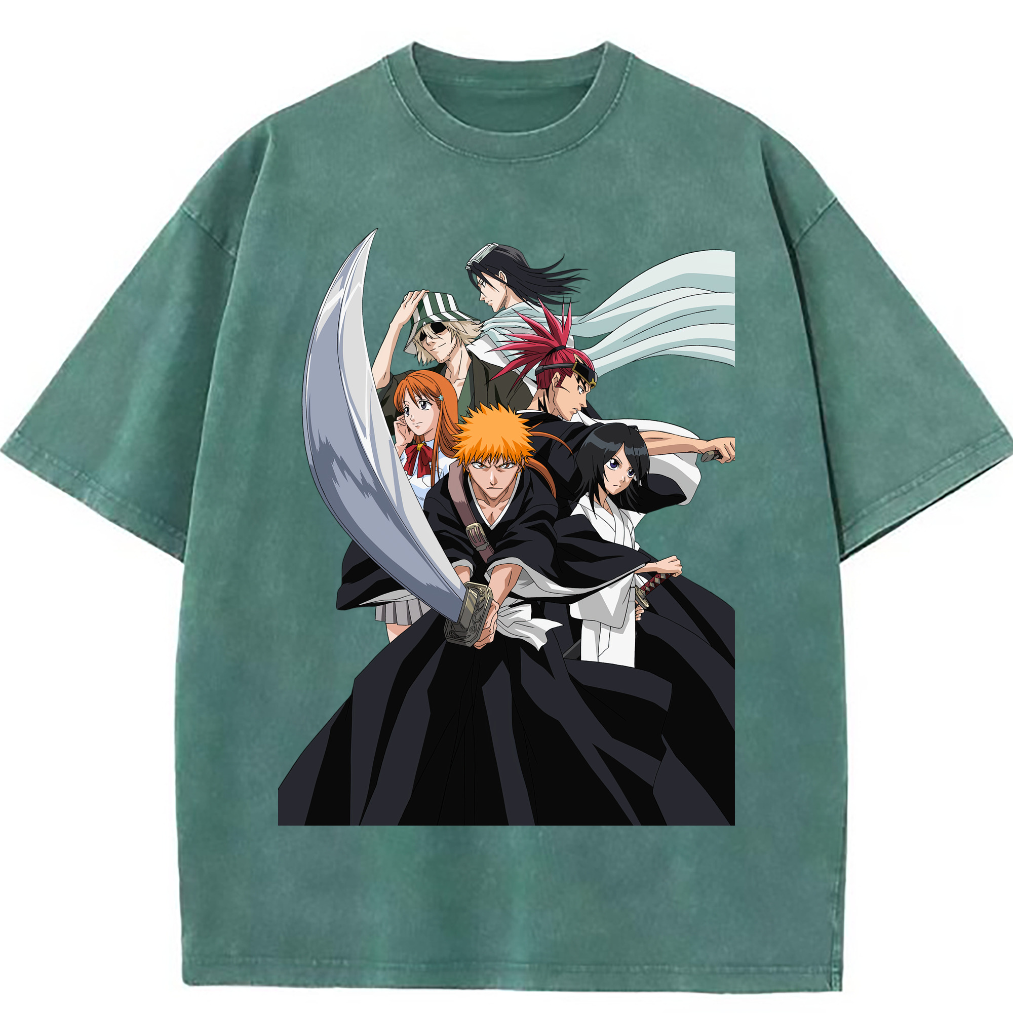 （画像用） ブリーチ 黒崎一護（くろさき いちご）BLEACH Kurosaki Ichigo 綿100% ヴィンテージ風 半袖Tシャツ（フロントプリント）